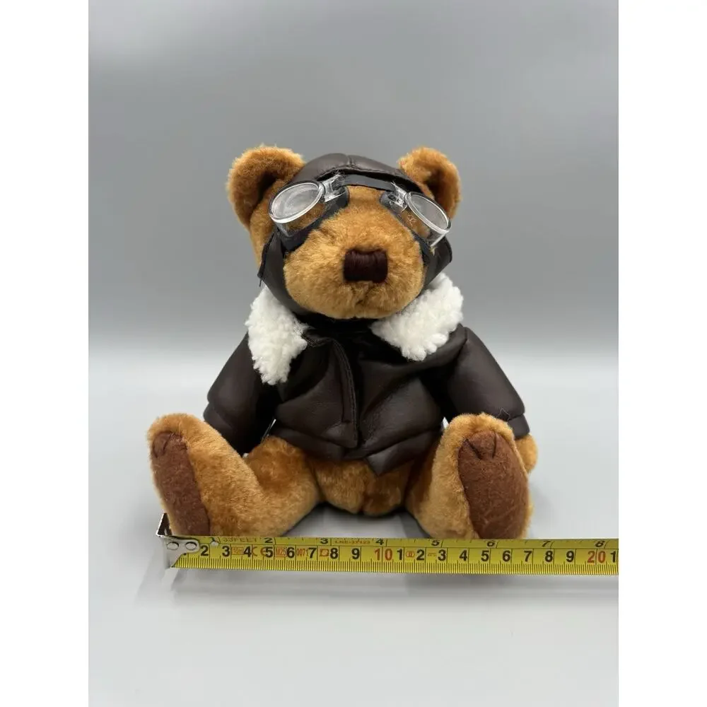 US Airways Pilot Teddy Bear Aviator Plush In Bomber Jacket Goggles 8”